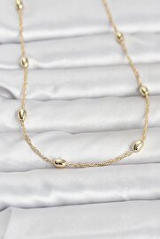 Evi̇mdeyokyok Cm 14K Gold Renk Topçuklu Burgu Zi̇nci̇r Model 60 Cm Kadın Kolye Tj-Bko10963