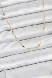 Evi̇mdeyokyok Cm 14K Gold Renk Mi̇ni̇k Top Zi̇nci̇rli̇ Kadın Kolye Tj-Bko10920