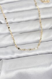 Evimdeyokyok Cm 14K Gold Renk Yassı Gemici Zincir Model 60 Cm Kadın Kolye Tj-Bko10967