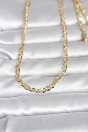 Evi̇mdeyokyok Cm 14K Gold Renk Yassı Oval Zi̇nci̇rli̇ Model 60 Cm Kadın Kolye Tj-Bko10989