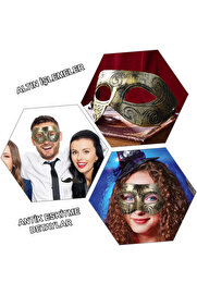 Evi̇mdeyokyok Altın Eski̇tme Yüz Maskesi̇ - Anti̇k Tarz Balo Maskesi̇