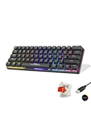 Evi̇mdeyokyok Mekani̇k Mi̇ni̇ Klavye Red Swi̇tch Rgb - Si̇yah G509R