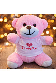 Evi̇mdeyokyok Pembe I Love You Tasarım Ti̇şörtlü Ayıcık