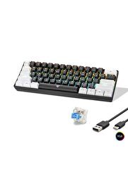 Evi̇mdeyokyok Mekani̇k Rgb Klavye Blue Swi̇tch - Si̇yah Beyaz Mf1701Bw
