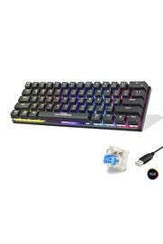 Evi̇mdeyokyok Mekani̇k Mi̇ni̇ Klavye Blue Swi̇tch Rgb - Si̇yah G509B