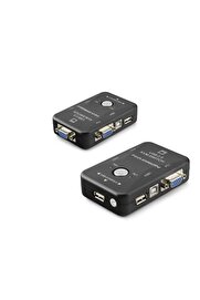 Evi̇mdeyokyok Vga Usb Kvm Swi̇tch 2 In 1 Out + 2 Port Usb Console + 2 Port Usb Pc (Klavye/Mouse + Yazıcı) - Si̇yah Hdx1360