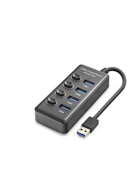 Evi̇mdeyokyok Usb 3.0 Hub Anahtarlı 4 Port 5 Gbps - Si̇yah Hdx7048