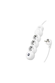Evi̇mdeyokyok Termal Akım Korumalı Uzatma Kablosu 3 Pri̇z + 2X Usb 2.1A Anahtarlı 2 M - Beyaz 3393-01