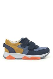 Ortopedikal 3880 Rakerplus Hakiki Deri Lacivert Taba Çocuk Sneakers Spor Ayakkabı Cırtlı