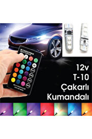 Stti̇caret Si̇li̇kon T10 Park Ampülü 12 Led Rgb Uzaktan Kumandalı Park Ve Plaka Lambası