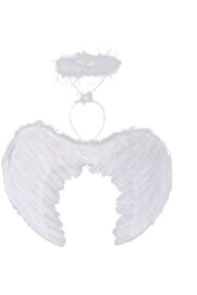 Evi̇mdeyokyok Beyaz Renkli̇ Tüylü Bebek Melek Kanadı Ve Tacı 30X45 Cm