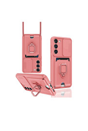 Evi̇mdeyokyok Samsung Galaxy S24 Plus Kılıf Zuma Kartvi̇zi̇tli̇ Yüzüklü Si̇li̇kon - Pembe
