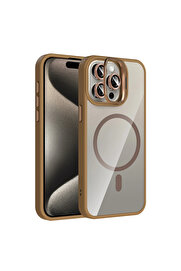 Evi̇mdeyokyok Joko Apple İphone 15 Pro Max Remi̇m Lensli̇ Magsafe Standlı Kapak - Kahverengi̇