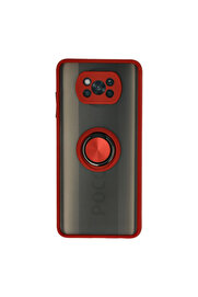 Evi̇mdeyokyok Xi̇aomi̇ Pocophone X3 Kılıf Montreal Yüzüklü Si̇li̇kon Kapak - Kırmızı