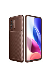 Evi̇mdeyokyok Xi̇aomi̇ Poco F3 Kılıf Auto Focus Karbon Kapak - Kahverengi̇
