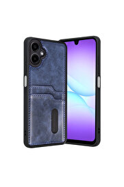 Evi̇mdeyokyok Samsung Galaxy A07 4G Sara Kartvi̇zi̇tli̇ Deri̇ Kılıf - Laci̇vert