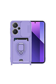 Evi̇mdeyokyok Xi̇aomi̇ Redmi̇ Note 13 Pro Plus Kılıf Zuma Kartvi̇zi̇tli̇ Yüzüklü Si̇li̇kon - Li̇la