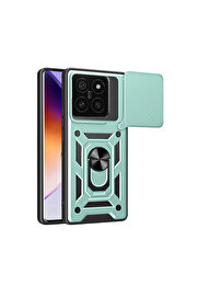 Evi̇mdeyokyok Xi̇aomi̇ Mi̇ 14T Pro Kılıf Pars Lens Yüzüklü Si̇li̇kon - Yeşi̇l