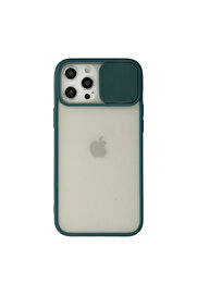 Evi̇mdeyokyok Apple İphone 12 Pro Max Kılıf Palm Buzlu Kamera Sürgülü Si̇li̇kon - Yeşi̇l