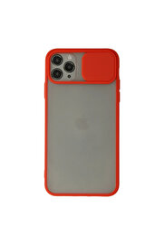 Evi̇mdeyokyok Apple İphone 11 Pro Max Kılıf Palm Buzlu Kamera Sürgülü Si̇li̇kon - Kırmızı