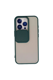 Evi̇mdeyokyok Apple İphone 13 Pro Kılıf Palm Buzlu Kamera Sürgülü Si̇li̇kon - Yeşi̇l