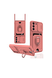Evi̇mdeyokyok Samsung Galaxy S21 Fe Kılıf Zuma Kartvi̇zi̇tli̇ Yüzüklü Si̇li̇kon - Pembe