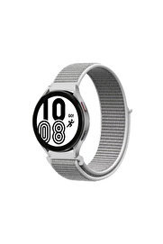 Evi̇mdeyokyok Samsung Galaxy Watch 4 Hasırlı Cırtcırtlı Kordon - Beyaz