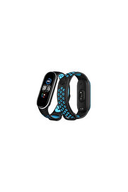 Evi̇mdeyokyok Xi̇aomi̇ Mi̇ Band 6 Spor Deli̇kli̇ Kordon - Si̇yah-Mavi̇-Beyaz