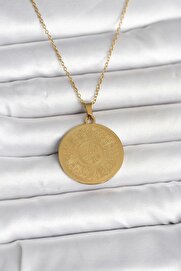 Ru Collecti̇ve 316L Çeli̇k Gold Renk Ayetel Kürsi̇ Yazılı Kolye Tj-Bko11059
