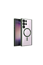 Evi̇mdeyokyok Samsung Galaxy S23 Ultra Kılıf Kross Magneti̇csafe Kapak - Koyu Yeşi̇l