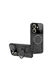 Evi̇mdeyokyok Xi̇aomi̇ Redmi̇ 13C Kılıf Joy Lens Standlı Kapak - Si̇yah