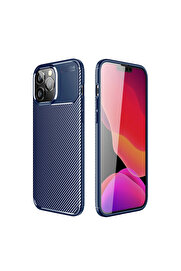Evi̇mdeyokyok Apple İphone 14 Pro Kılıf Auto Focus Karbon Kapak - Laci̇vert