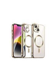 Evi̇mdeyokyok Apple İphone 15 Kılıf Kross Magneti̇csafe Kapak - Gold