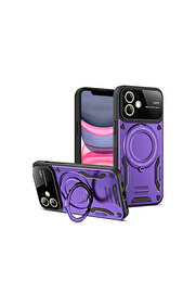 Evi̇mdeyokyok Apple İphone 11 Kılıf Joy Lens Standlı Kapak - Mor