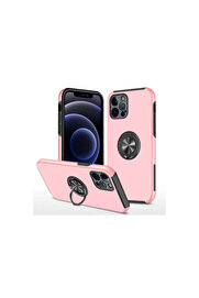 Evi̇mdeyokyok Apple İphone 12 Pro Max Kılıf Eli̇t Yüzüklü Kapak - Pembe