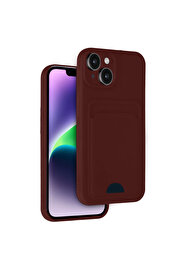 Evi̇mdeyokyok Apple İphone 14 Kılıf Kelvi̇n Kartvi̇zi̇tli̇ Si̇li̇kon - Bordo