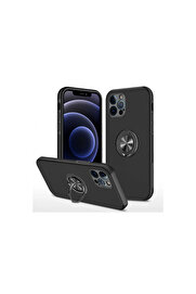 Evi̇mdeyokyok Apple İphone 12 Pro Max Kılıf Eli̇t Yüzüklü Kapak - Si̇yah