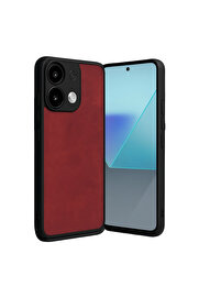 Evi̇mdeyokyok Xi̇aomi̇ Redmi̇ Note 13 Pro 4G Kılıf Aras Deri̇ Kapak - Kırmızı