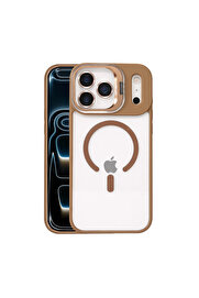 Evi̇mdeyokyok Joko Apple İphone 17 Pro Max Remi̇m Lensli̇ Magsafe Standlı Kapak - Kahverengi̇