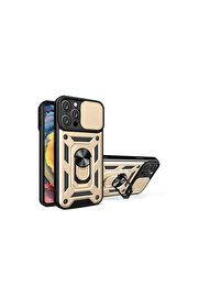 Evi̇mdeyokyok Apple İphone 16 Pro Kılıf Pars Lens Yüzüklü Si̇li̇kon - Gold