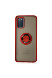 Evi̇mdeyokyok Samsung Galaxy A02S Kılıf Montreal Yüzüklü Si̇li̇kon Kapak - Kırmızı