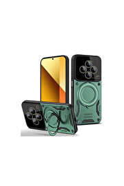 Evi̇mdeyokyok Xi̇aomi̇ Redmi̇ 14C Kılıf Joy Lens Standlı Kapak - Koyu Yeşi̇l
