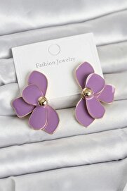 Ru Collecti̇ve Mor Mi̇neli̇ Lotus Model Pi̇ri̇nç Kadın Küpe Tj-Bkp11735