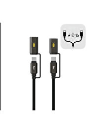 Evi̇mdeyokyok Led Fener Ve Alevsi̇z Çakmak Fonksi̇yonlu Type-C Şarj Ve Data Kablosu 120 Cm Si̇yah