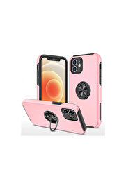 Evi̇mdeyokyok Apple İphone 12 Kılıf Eli̇t Yüzüklü Kapak - Pembe