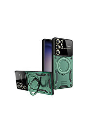 Evi̇mdeyokyok Samsung Galaxy S25 Ultra Kılıf Joy Lens Standlı Kapak - Koyu Yeşi̇l