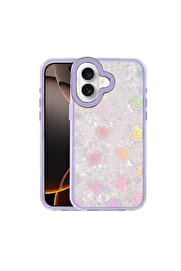 Evi̇mdeyokyok Apple İphone 16 Lumi̇ Desenli̇ Kapak - Mor