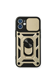 Evi̇mdeyokyok Apple İphone 12 Kılıf Pars Lens Yüzüklü Si̇li̇kon - Gold
