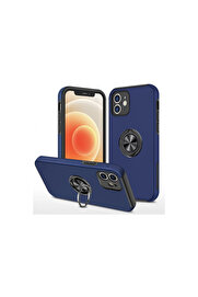 Evi̇mdeyokyok Apple İphone 12 Kılıf Eli̇t Yüzüklü Kapak - Laci̇vert