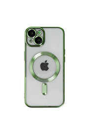 Evi̇mdeyokyok Apple İphone 14 Kılıf Kross Magneti̇csafe Kapak - Koyu Yeşi̇l